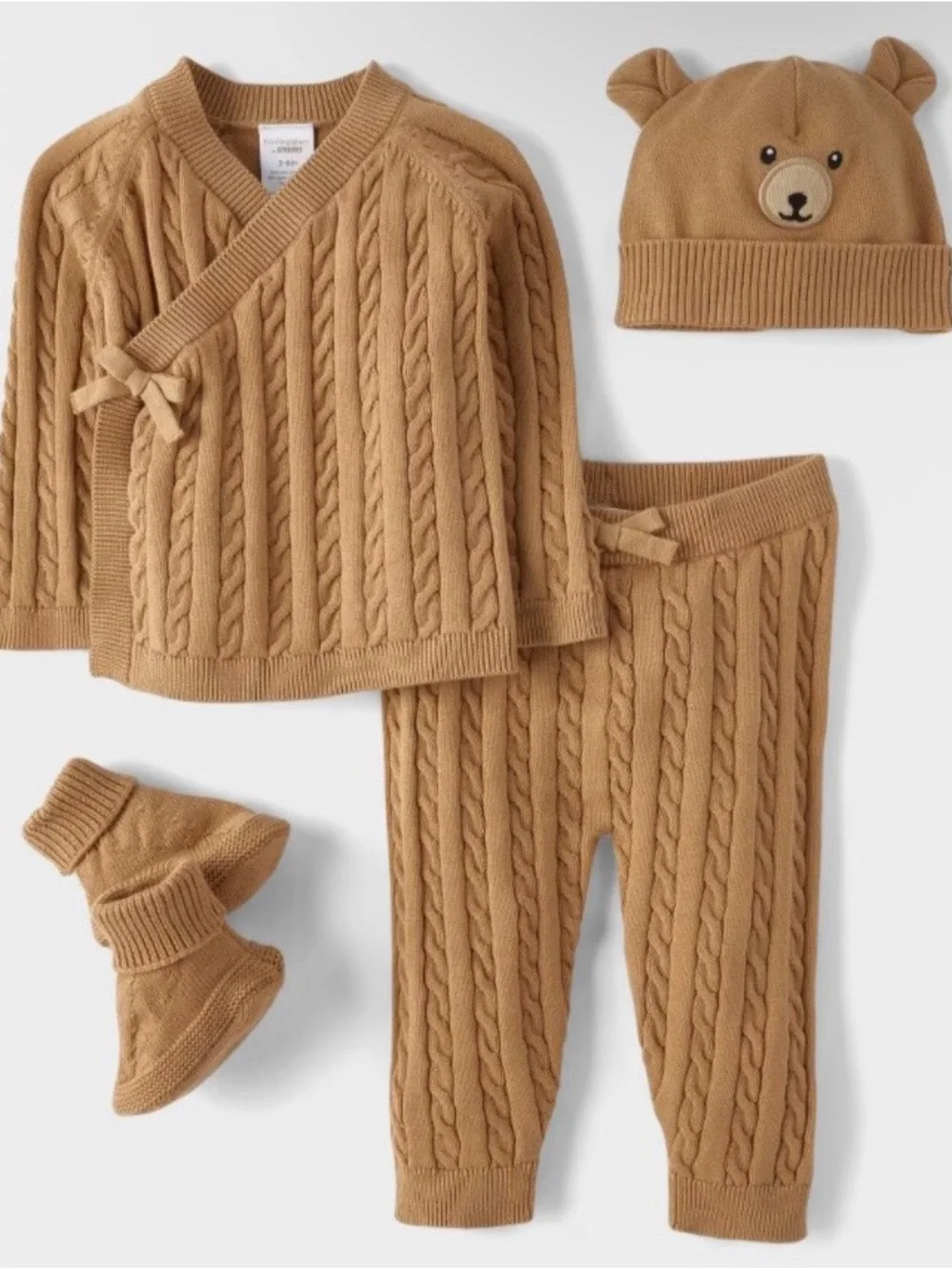 Homegrown by Gymboree Baby 4-Piece Tan Cable Knit Set 18-24 Months